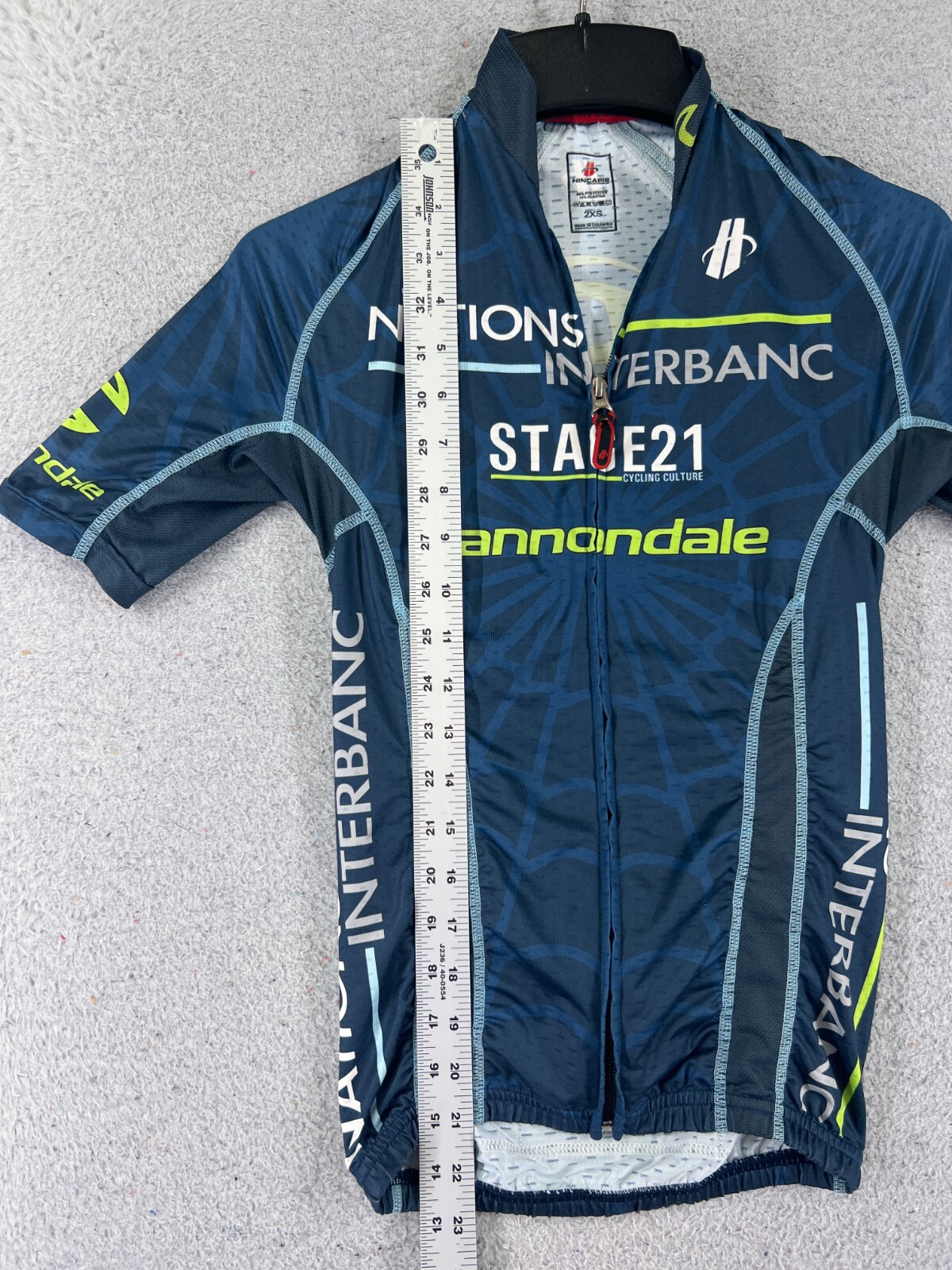 Hincapie Cycling Jersey Adult 2XS XXS Blue Full Zip Short Sleeve Polyester