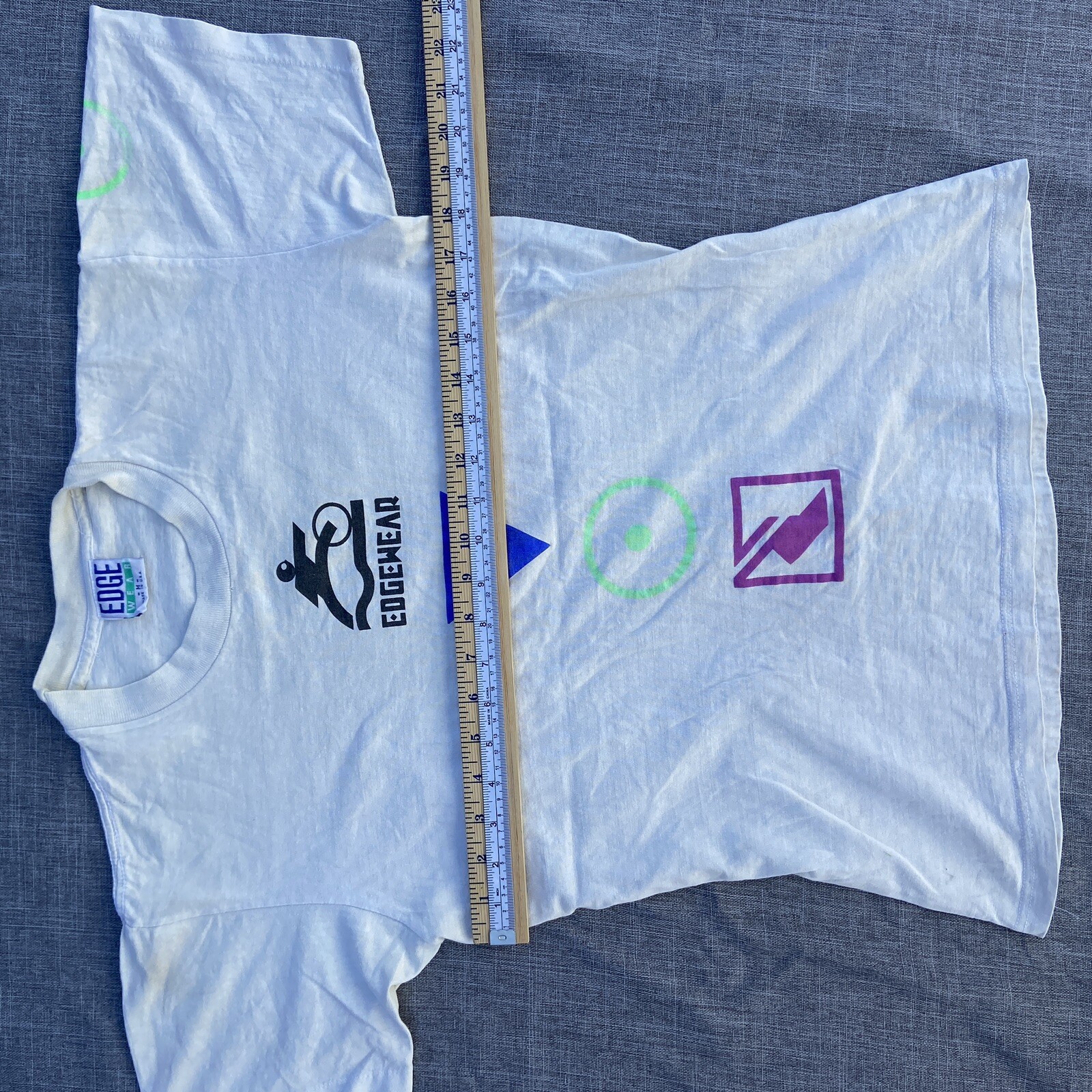 Vintage Edgewear Cycling Jersey USA Shirt Men Size Small Cotton White Neon