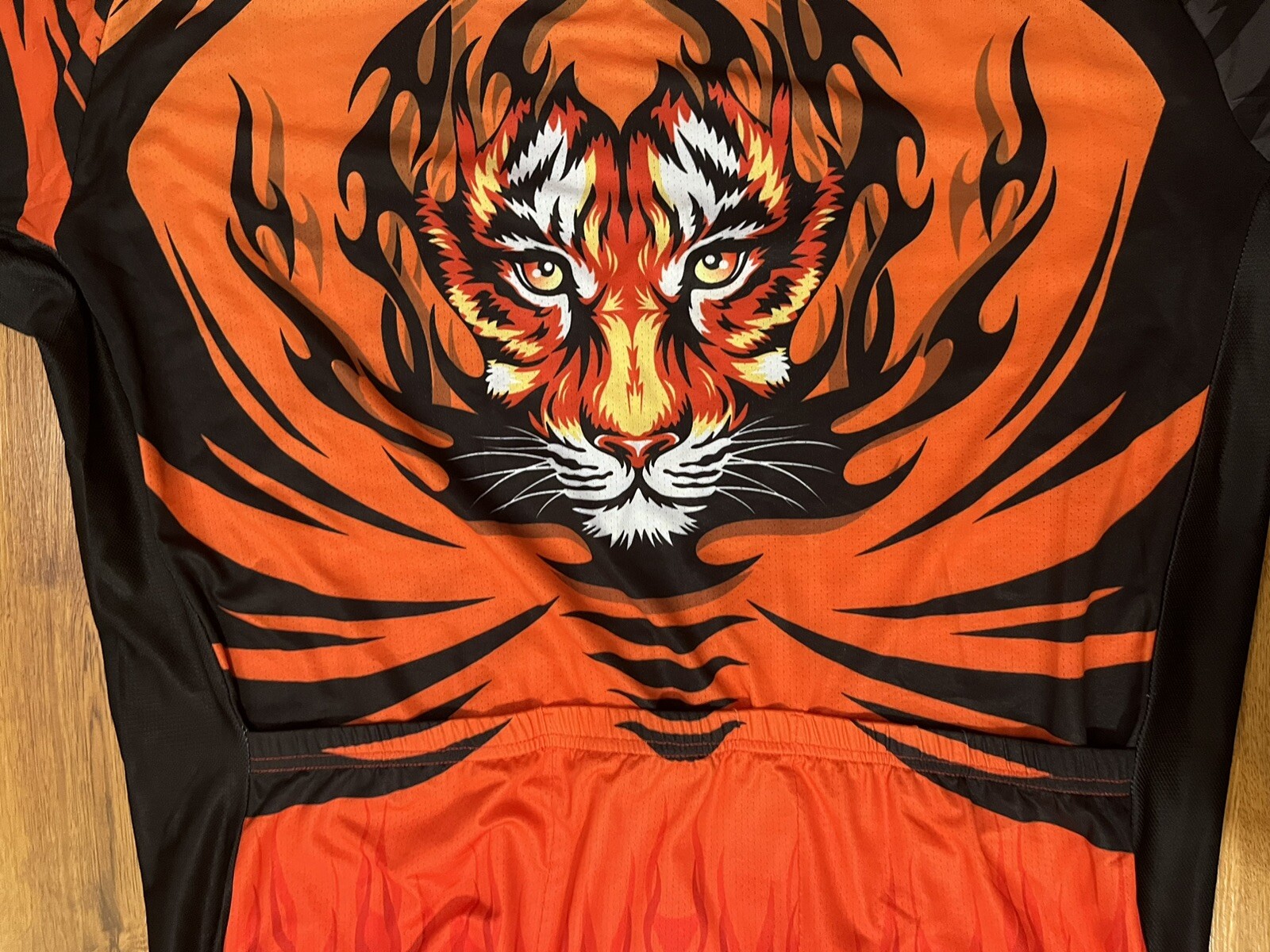 Weimostar Cycling Jersey Fire Tiger Full Zip Bike Shirt Orange Red XL