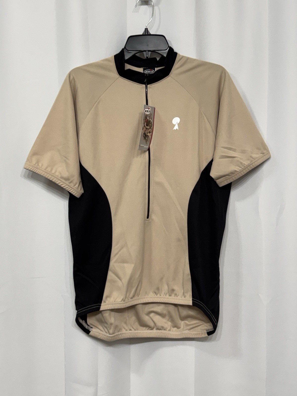 Borah Men’s Tan & Black Short Sleeve 1/2 Zip Slim Comfort Pro Cycling Jersey L