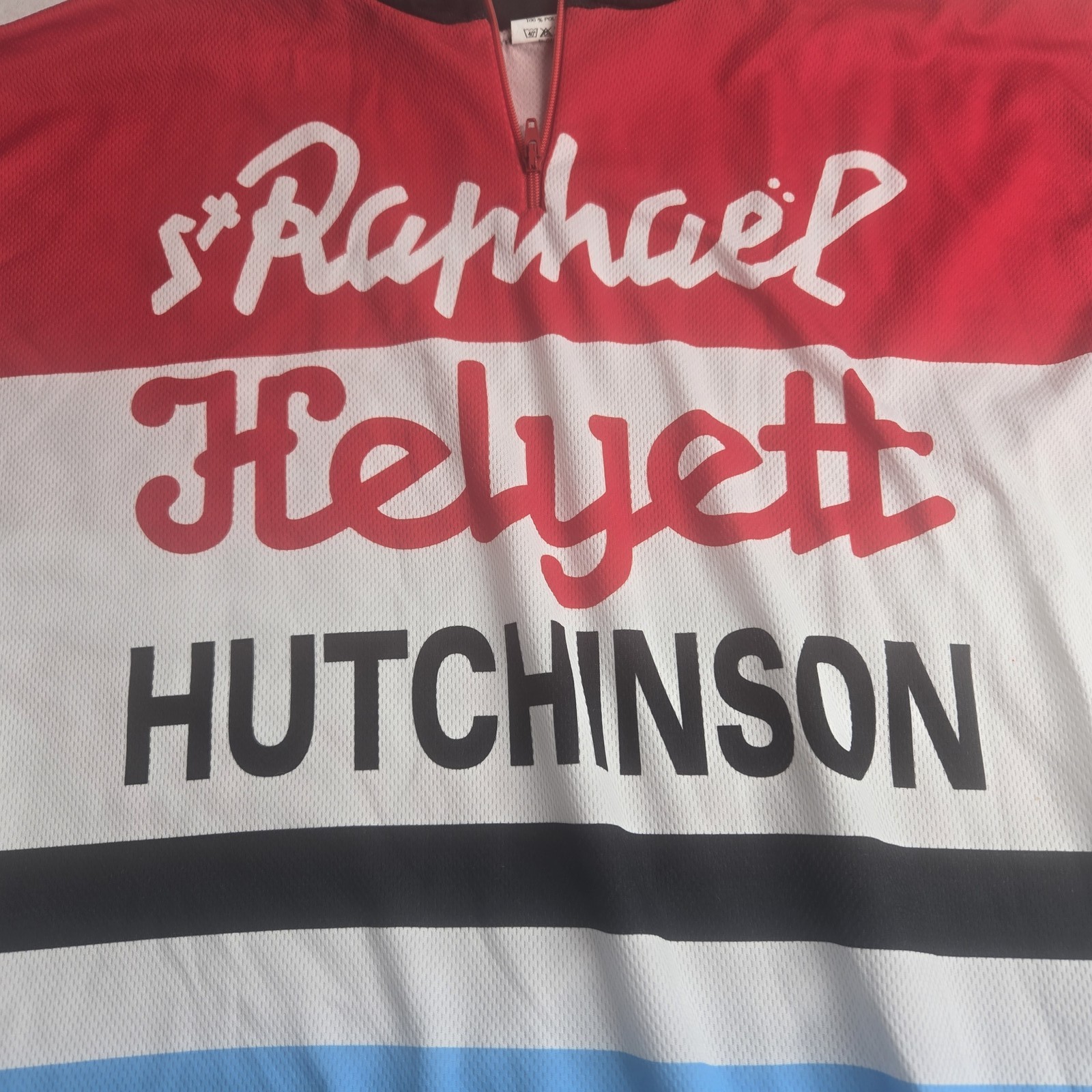 Vintage St Raphael Helyett Hutchinson Cycling Jersey Size 8 Red White Blue Half