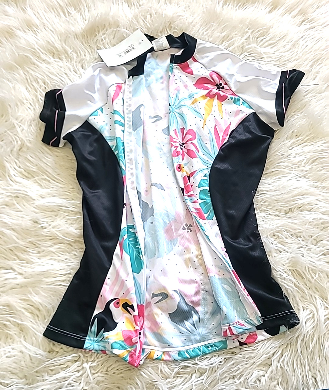 BDI Direct Womens S Tropical Toucan Cycling Jersey NWT Full Zip SS