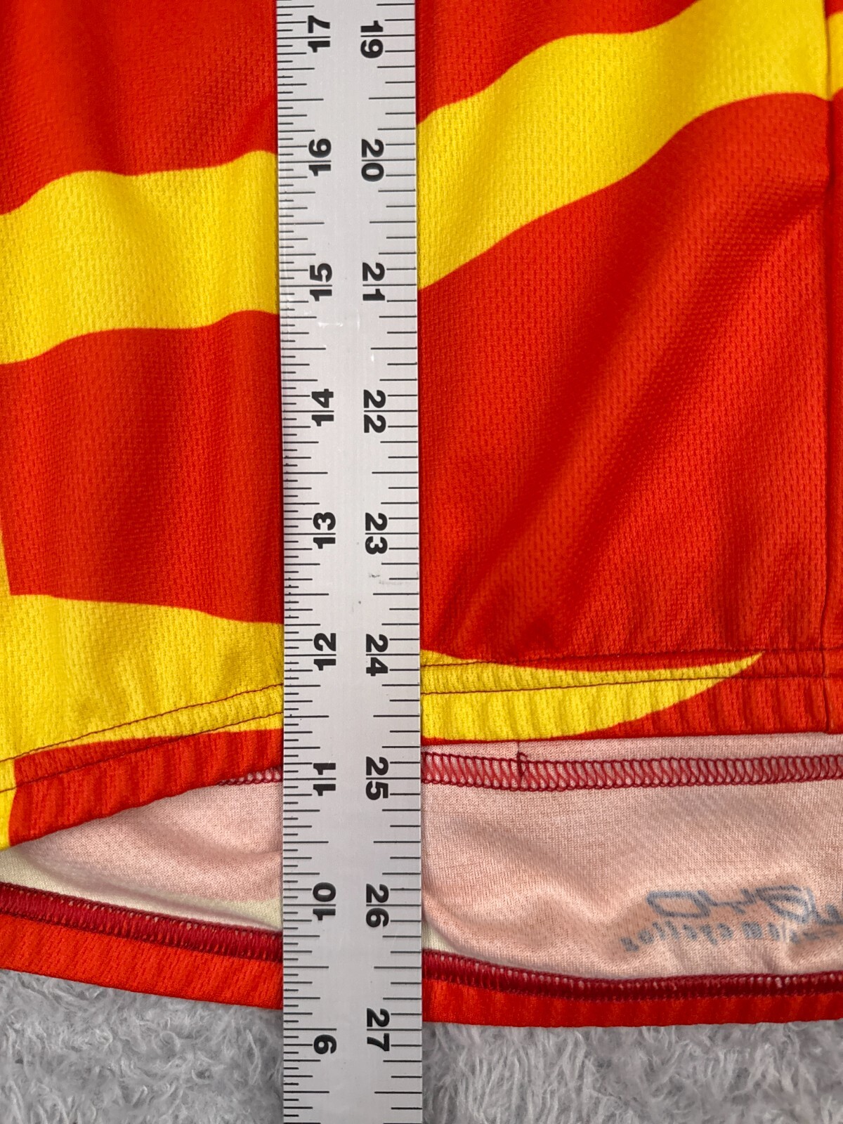 Owayo Cycling Jersey Men Medium Red Yellow Tiger Stripe 1/2 Zip City Of Sterling