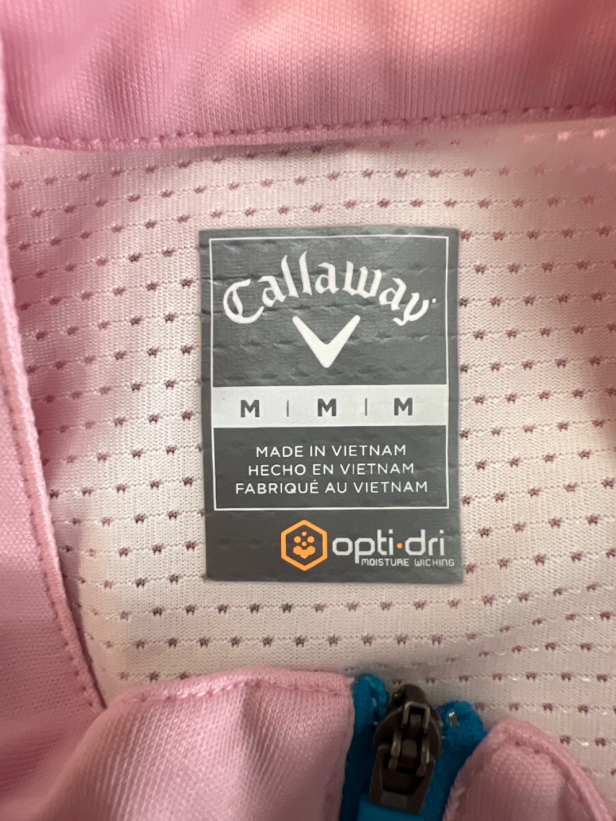 Callaway Women’s Pink/White Mesh Quarter Zip Sleeveless Athletic Shirt – M