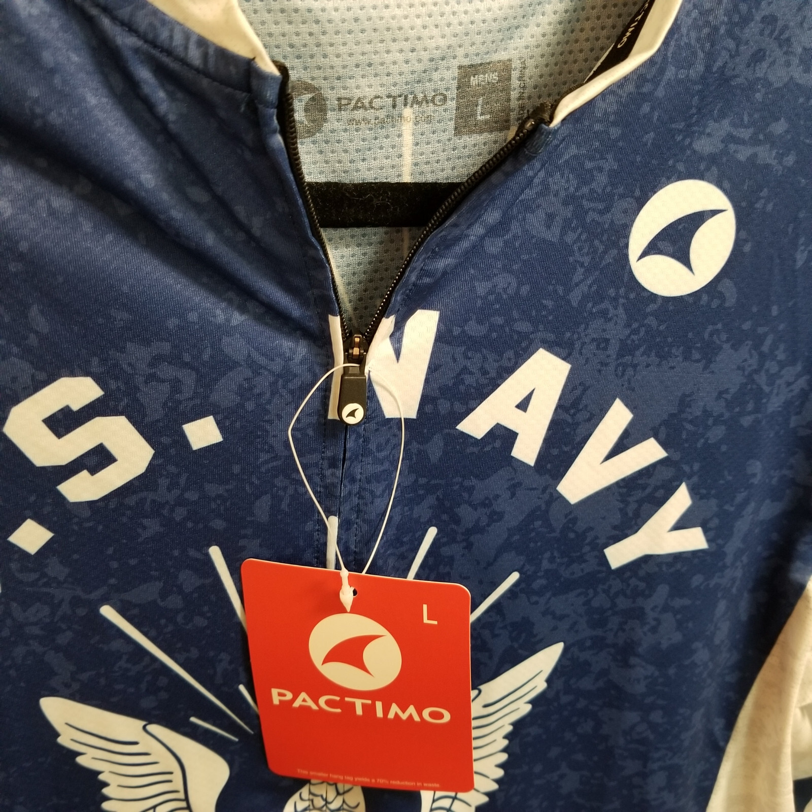 Pactimo Men’s Cycling Jersey Men’s Large – U.S. Navy – Blue & White – New w/Tags