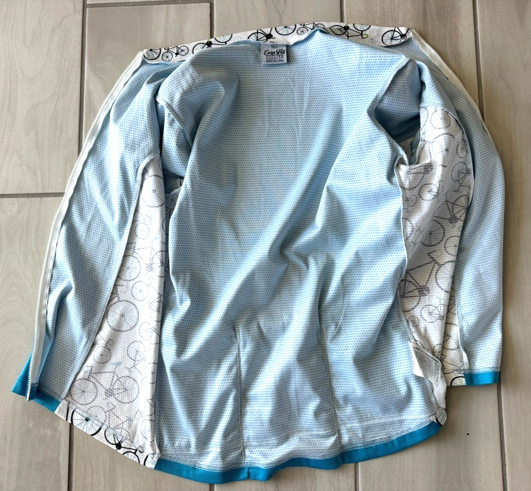 Evelyn Hill Cycling Women’s XL Blue Bicycle w Back Pockets jersey top Shirt