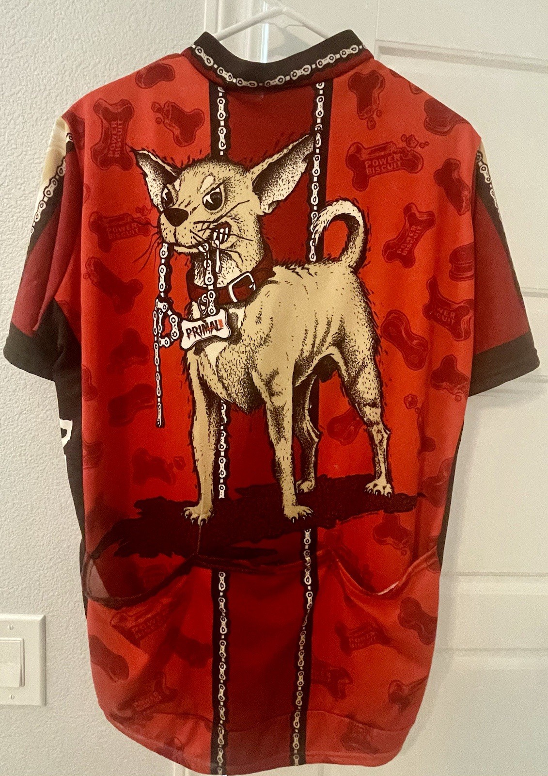 Red Angry Dog Chihuahua Vintage Primal Cycling Jersey Mens XL Short Sleeve