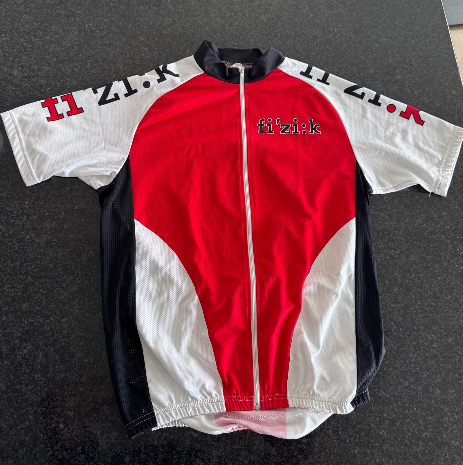 Fizik Cycling Jersey Mens L Short Sleeve Pocket Road Bike White/Red Shirt