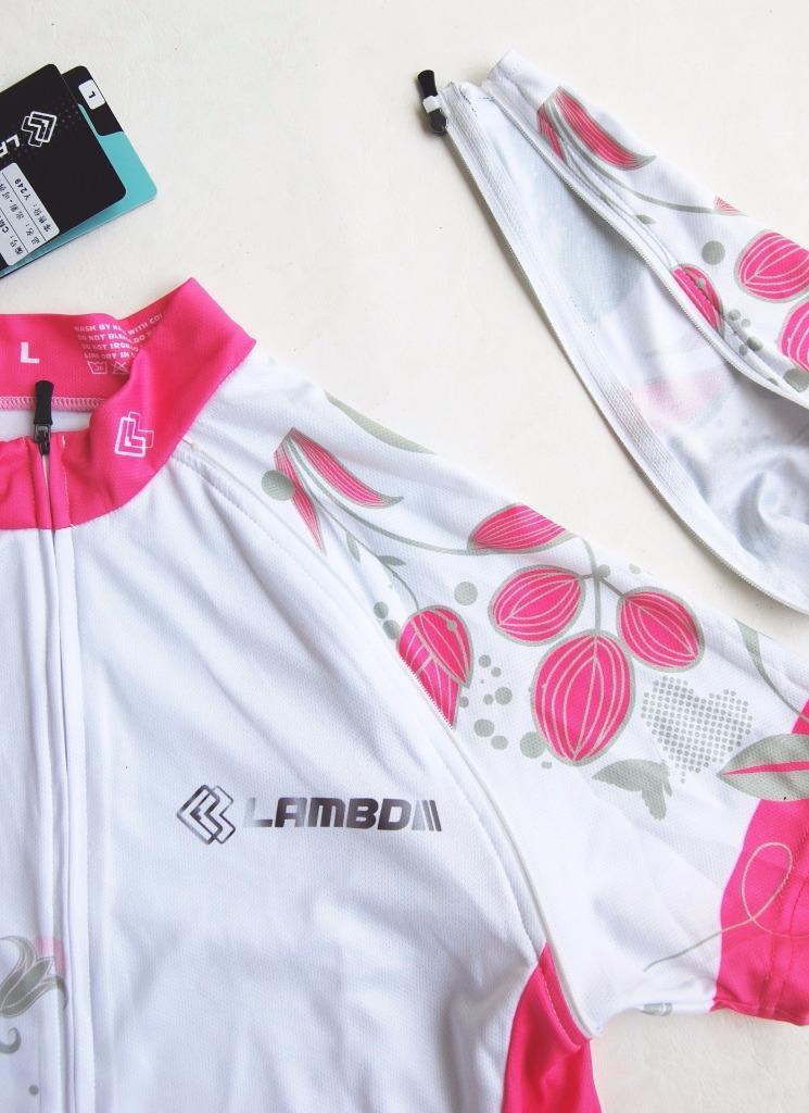Cycling Bike Jersey Pink White Black Sport Jacket Zip off Sleeves Women SM L XL