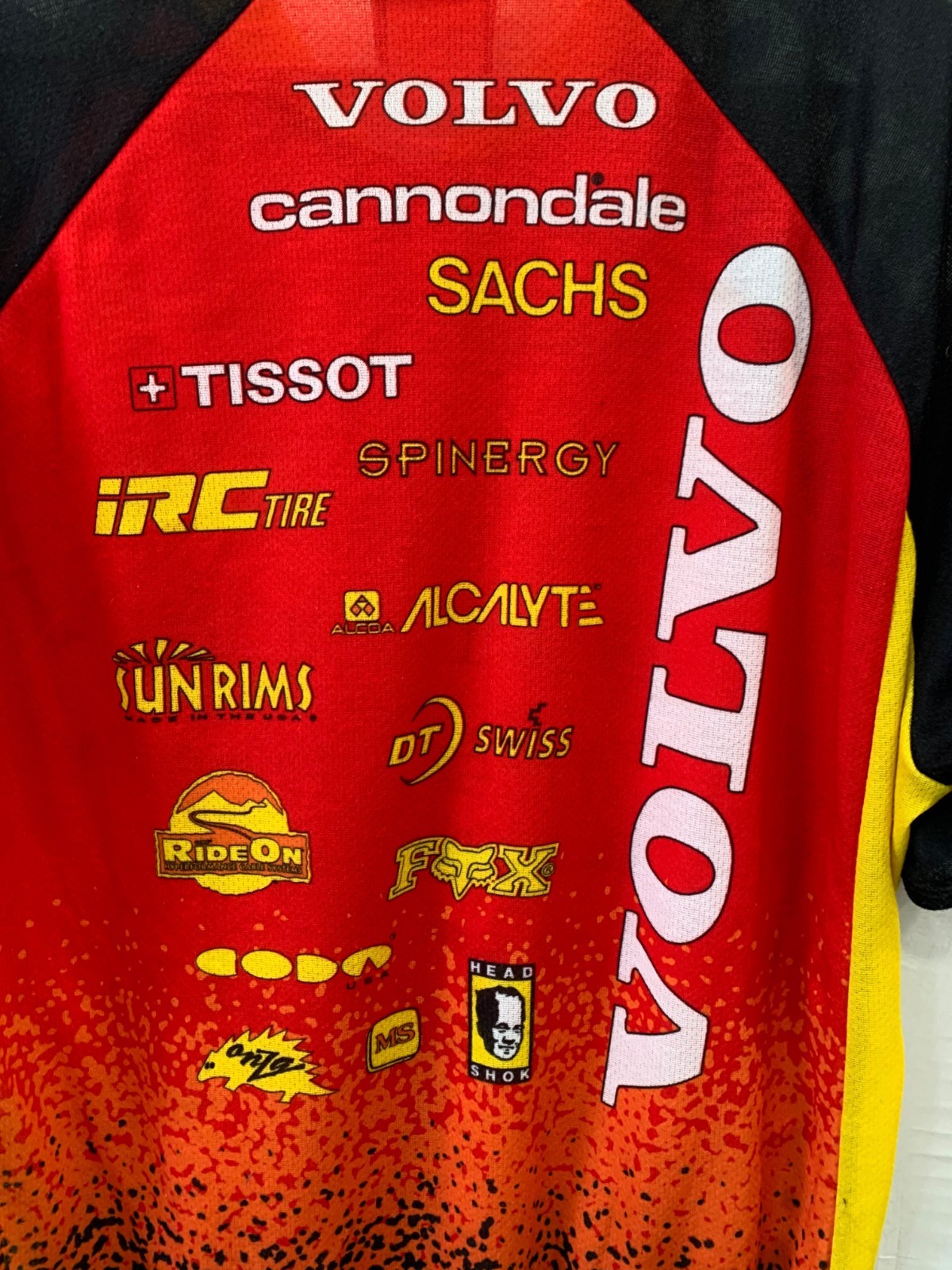 Vtge 90s Cannondale Volvo MTB Cycling Jersey Made in USA Mens L Red Yellow#244