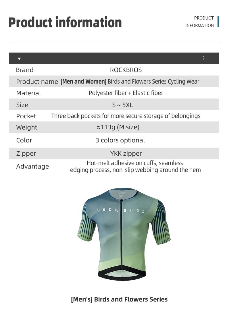 ROCKBROS Men’s Cycling Jersey MTB Road Bike Short Sleeve T-shirt Summer Clothes