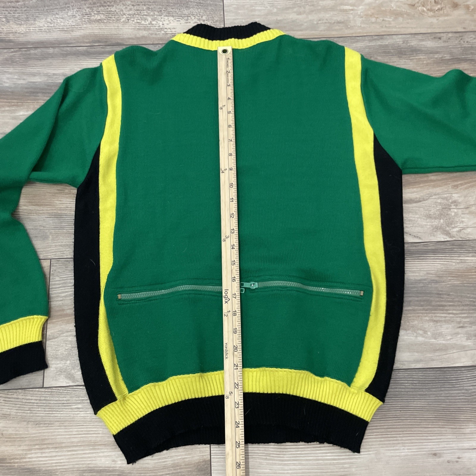 Vtg Santini baleno Seattle Wool Cycling Sweater Black Green Yellow Size 4-C57