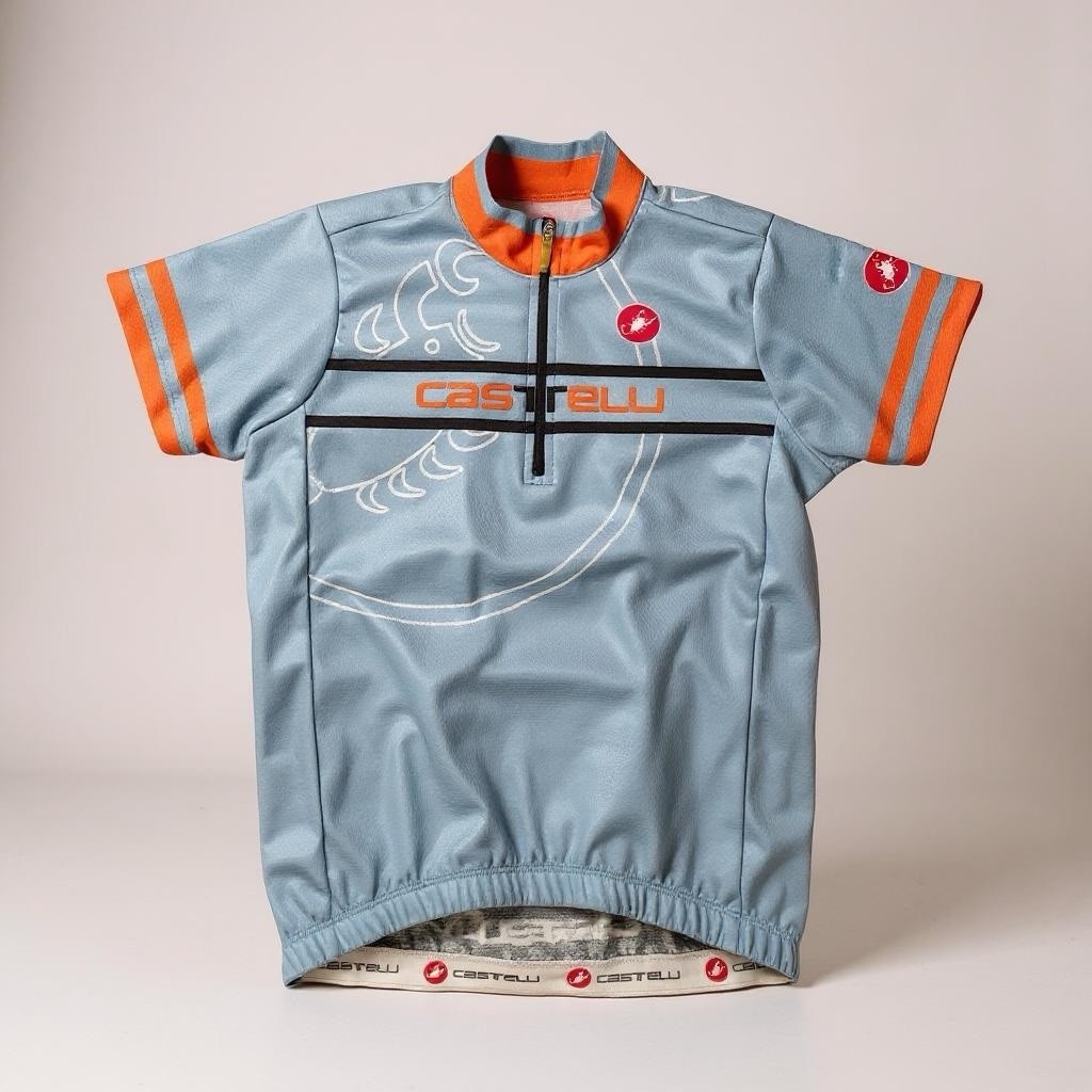 Castelli Segno Kid’s Large Cycling Jersey ‘Gulf Race’ print Short Sleeve Unisex