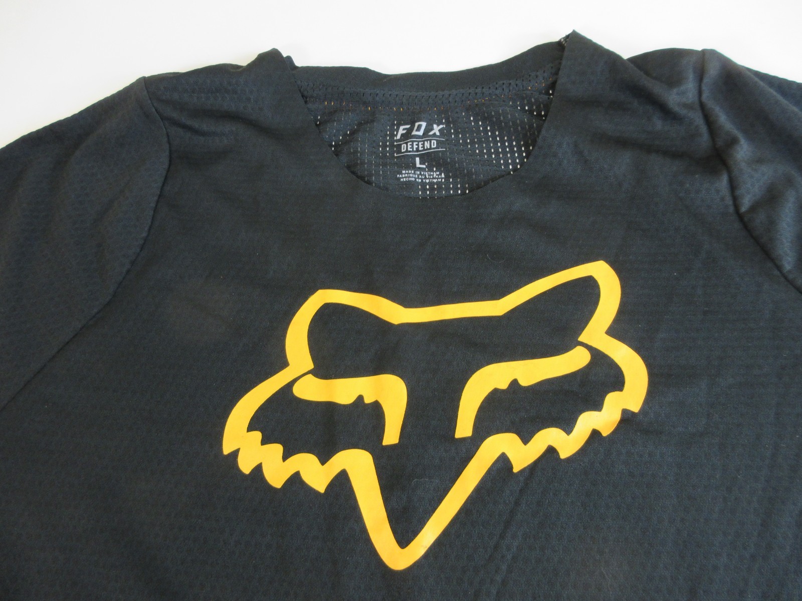 Fox Racing Defend Men’s Large Mountain Bike Jersey Yellow Blk Short Sleeve EUC!