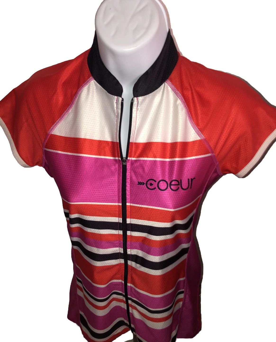 Coeur Bicycle Cycle Red Pink Ladies Jersey Women’s Size Small Back Pockets