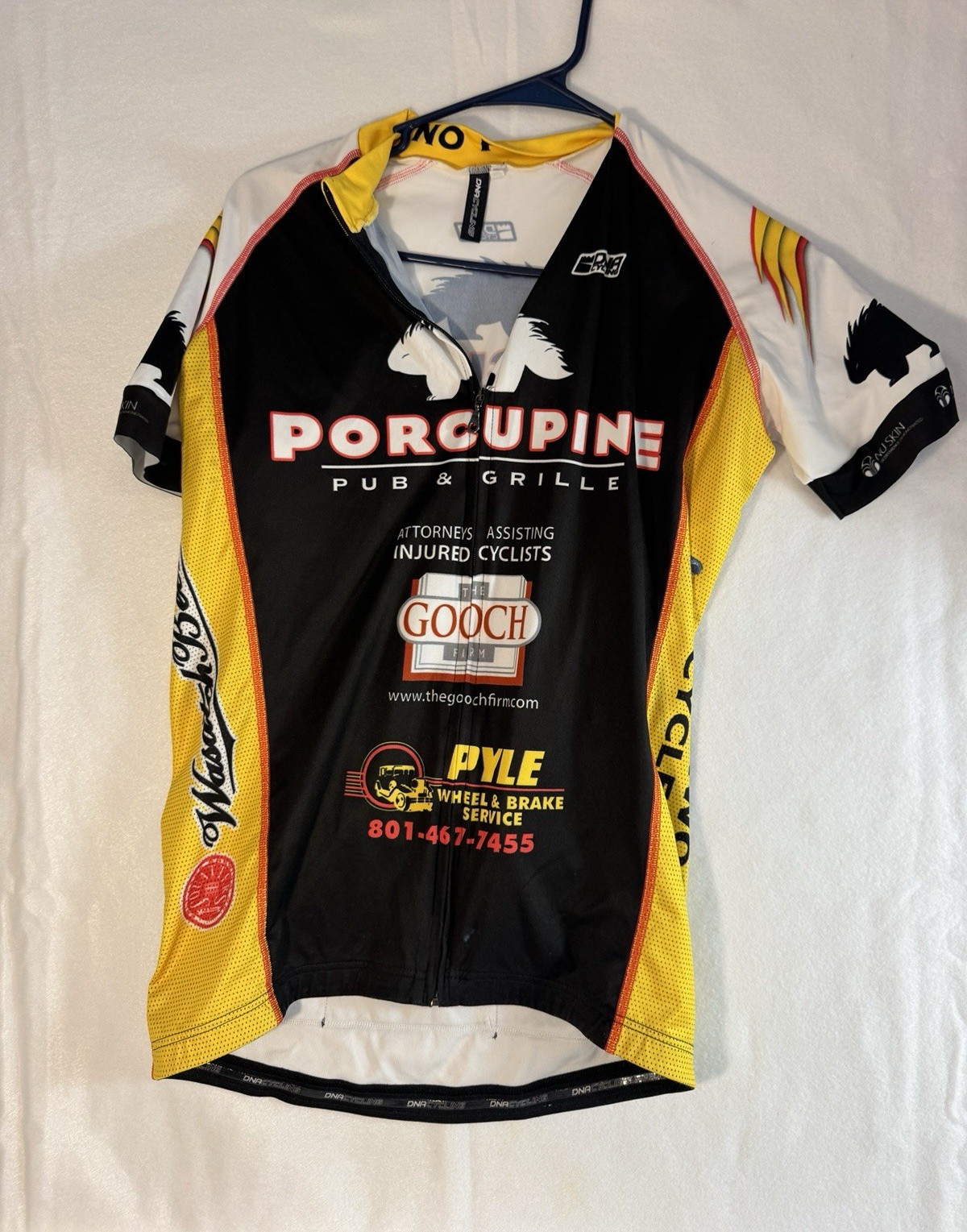 DNA Cycling Unisex M Cycling Jersey Full Zip Mock Neck Porcupine Black/White