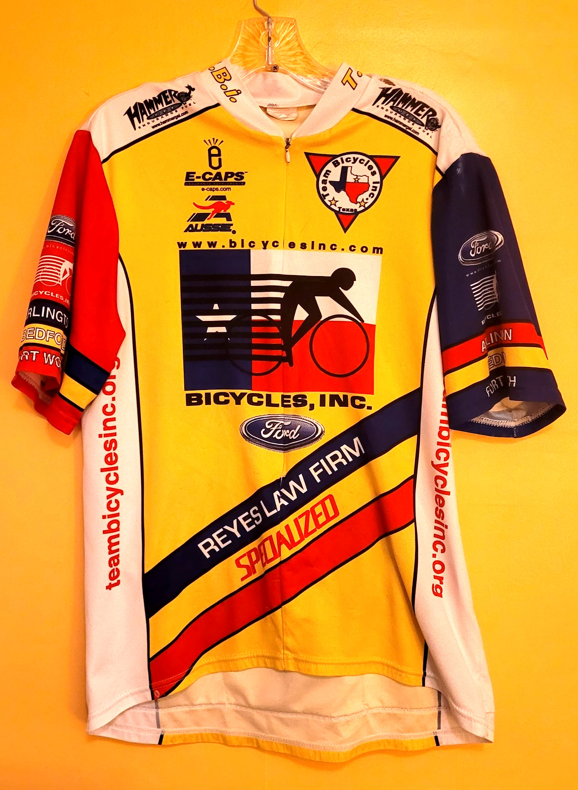 Team Bicycles Inc Texas Cycling Jersey XL 3/4 Zip Rear Pockets Free Shipping