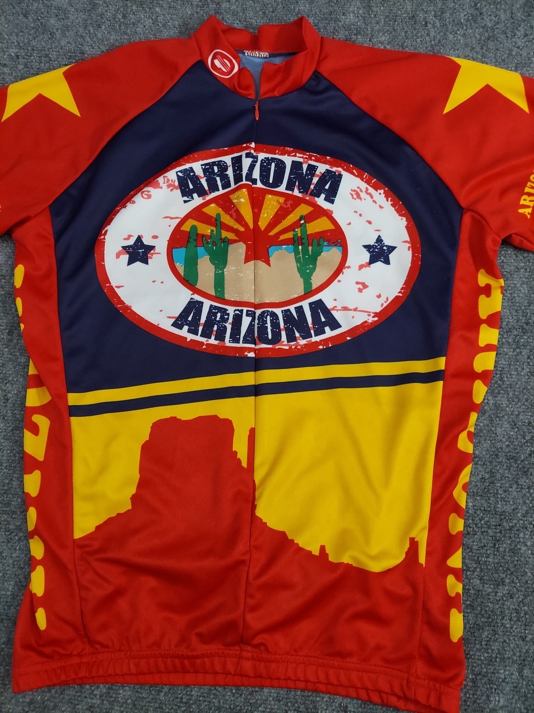 Arizona Cycling Jersey Small Red 3/4 Zip Short Sleeve Back Pockets Biking Shirt
