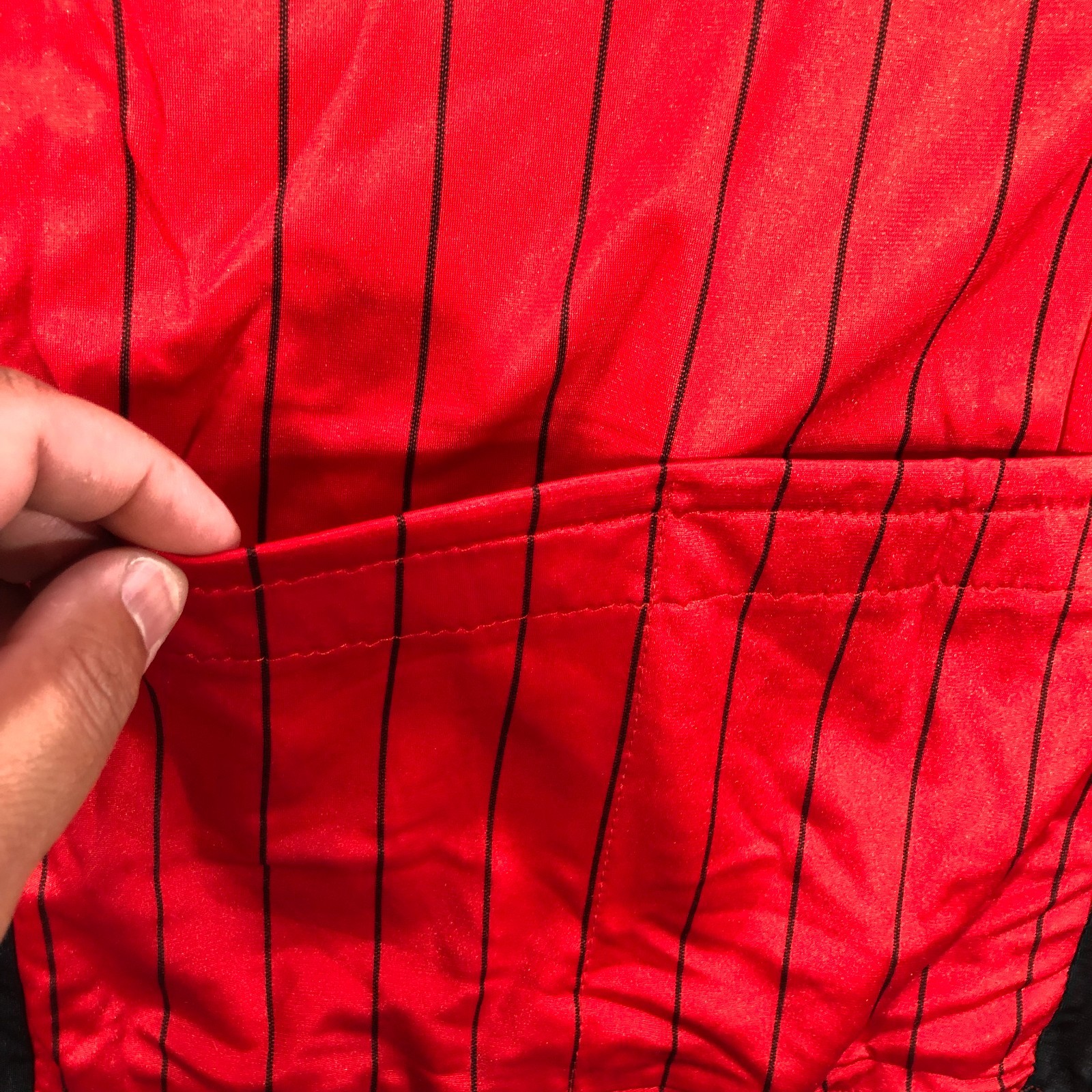 vtg tour de france bike jersey mens m red pin stripes long sleeve cooling pocket