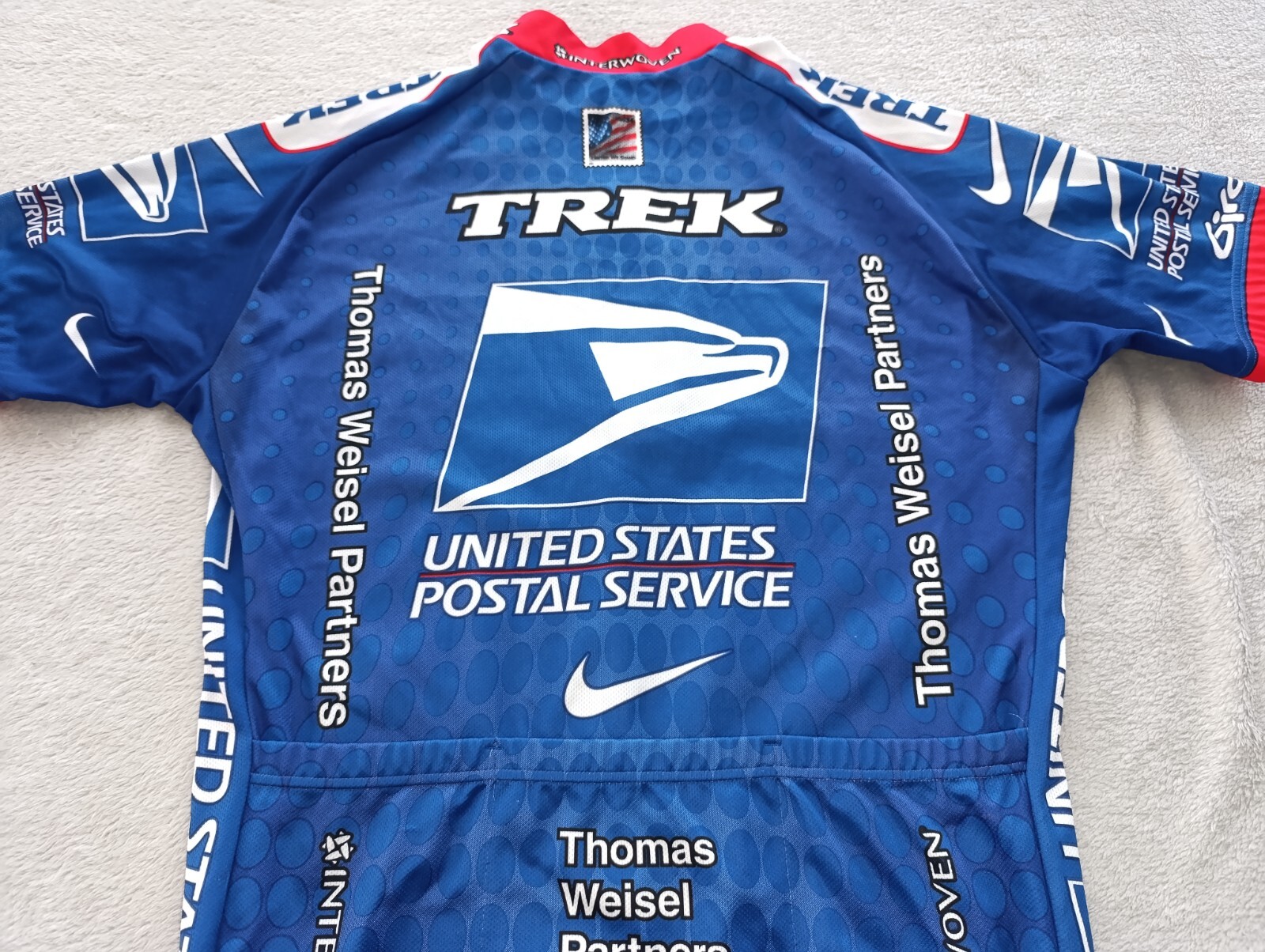 US Postal Service USPS Trek Giro Nike mens Blue cycling jersey size M