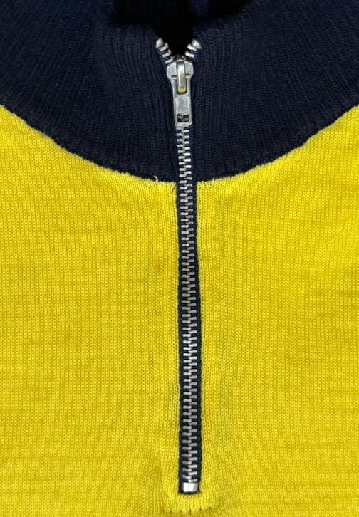 Hincapie Wool Cycling Jersey 1/4 Metal Zip Yellow + Black Made in Italy Medium