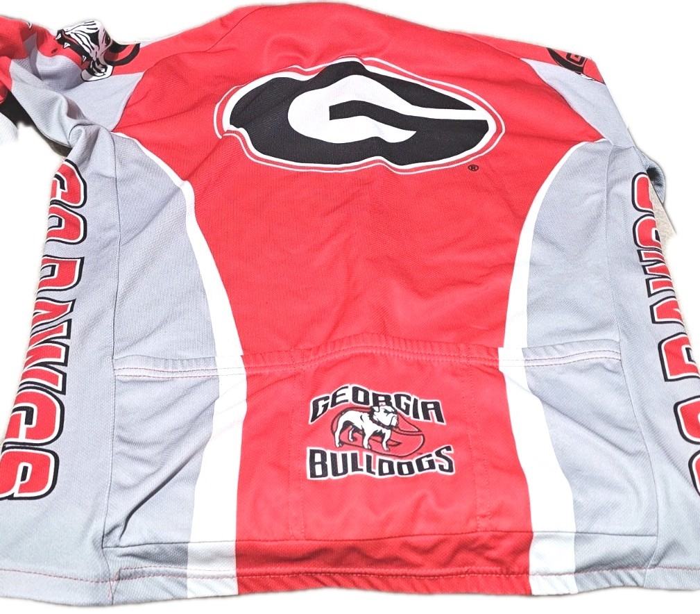 NCAA GEORGIA BULLDOGS-Mens SS/Full Zip, Logo Print, Cycling Race Jersey-(M)