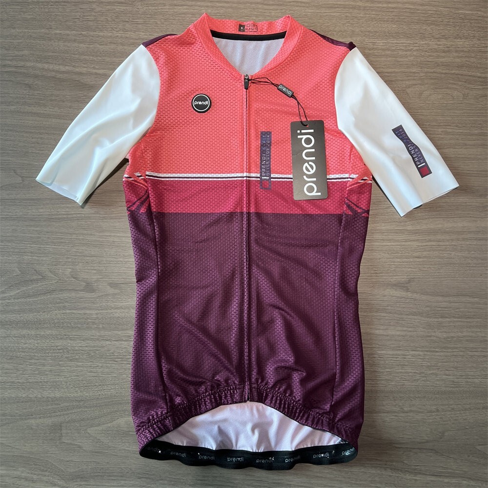 PRENDI Women Cycling Jersey Short Sleeve Laser Cut Summer Bike Clothing Pink