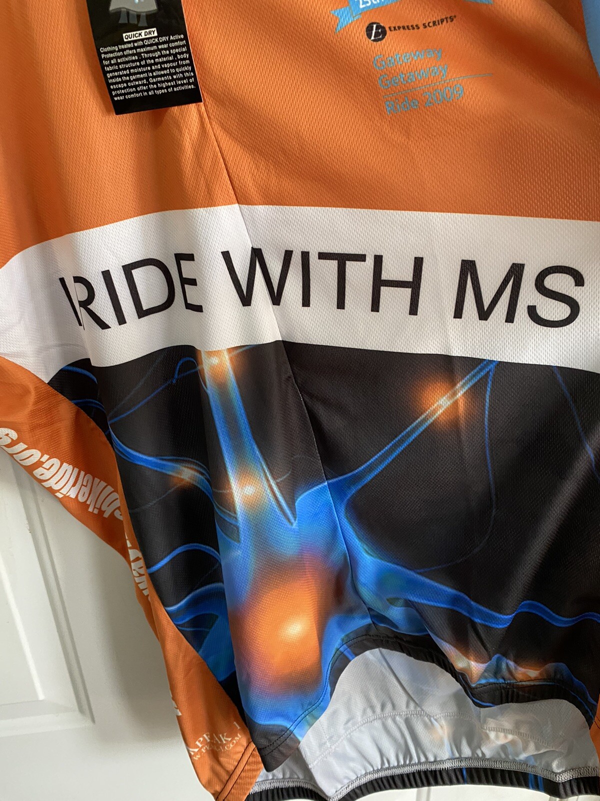 Peak 1 Unisex Quick Dry “ I Ride With MS” Cycling /Racing Shirt. Size XL. New!
