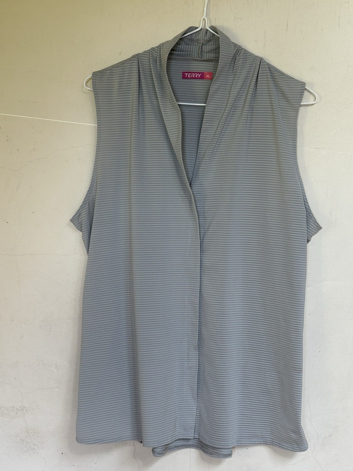 Terry Womens Sleeveless Cycling Jersey Two Greys Wrap Neck Pullover XL USA