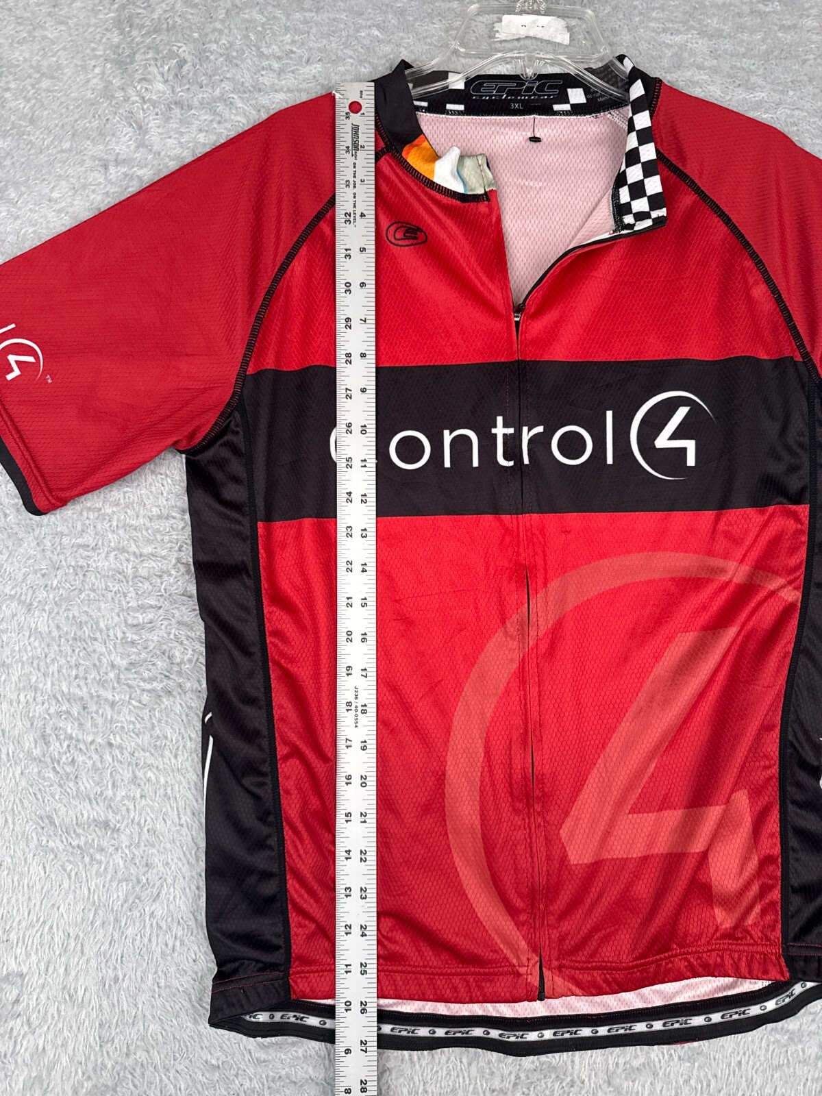 Epic Cyclewear Cycling Jersey Adult Large Red Black Full Zip Control4 Poly READ