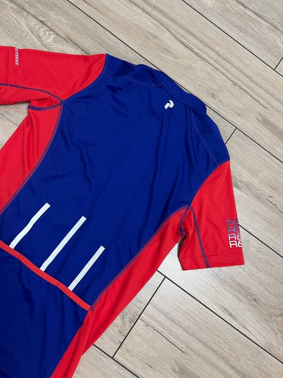 Men’s Peak Performance Cycling Bike Racing Jersey Big Log sz M Blue 1/2 Zip