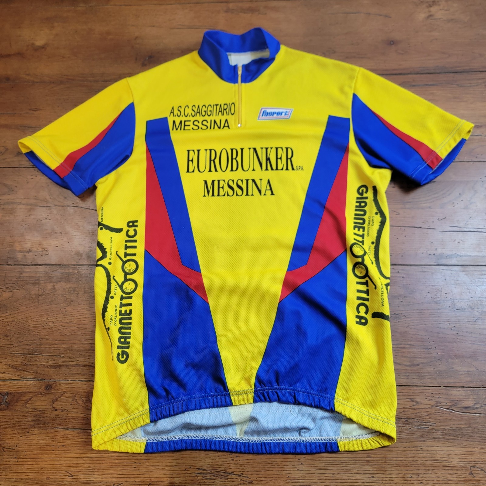 Fasport Mens 52 (L/XL) Cycling Jersey 21.5″ P2P (8/10) Giannett Oottica Messina