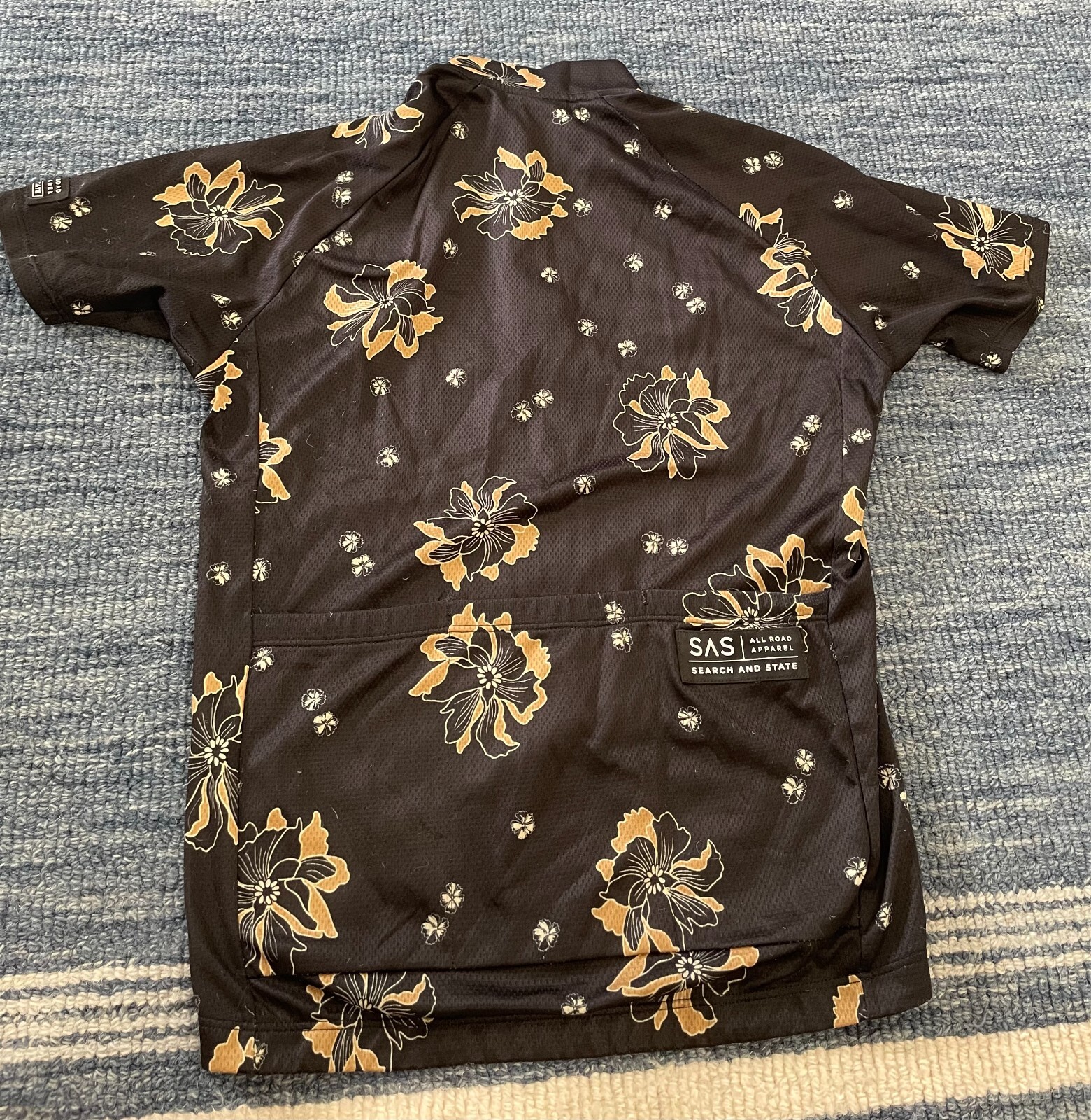 Search and State Junmai S1-A Cycling Jersey Men’s Small Black Gold Floral