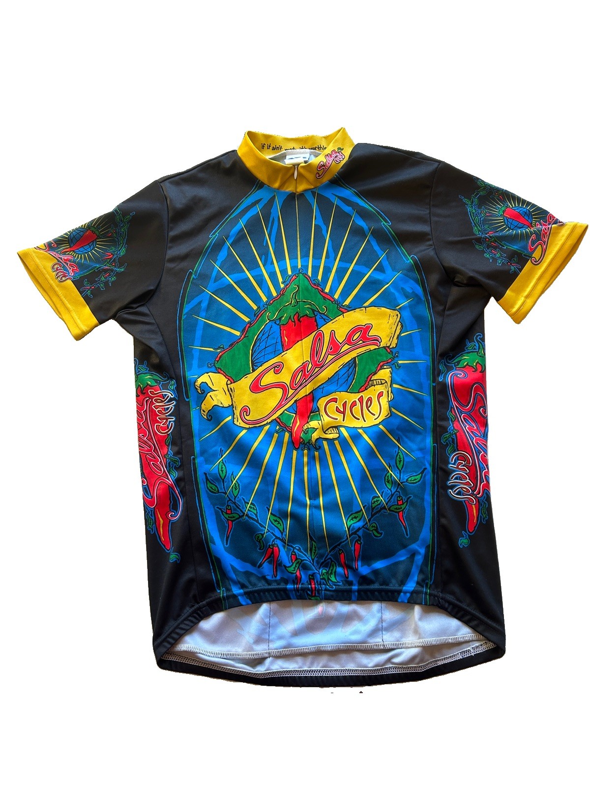 Voler Salsa Cycles Vintage Cycling Jersey Chili Pepper Black Blue Red Men’s M