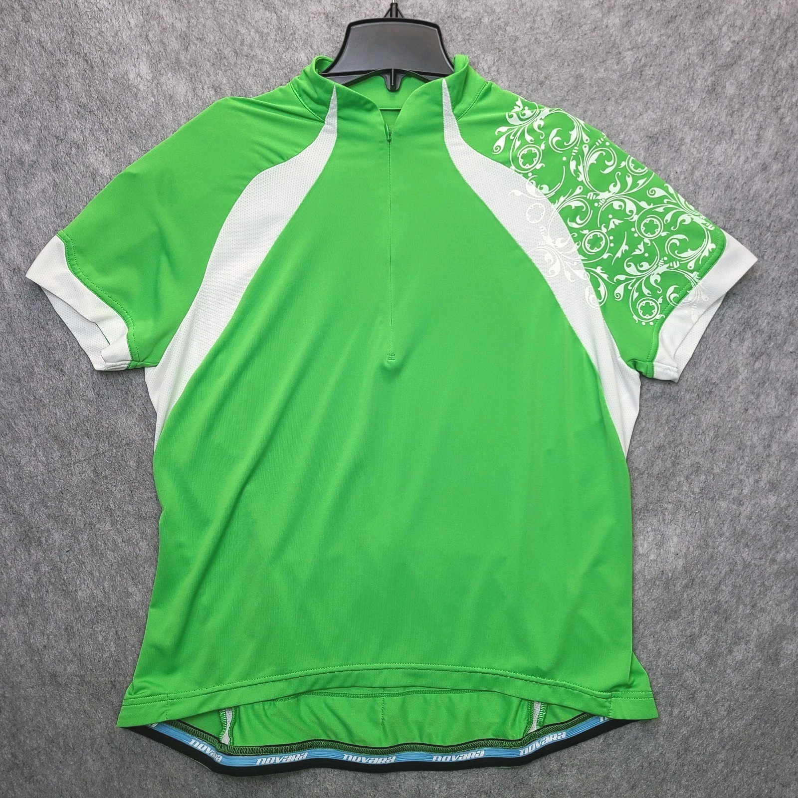 Novara Cycling Jersey 1/4 Zip Womens XL Green SS Bike 2 Back Pockets W/ Zip PKT
