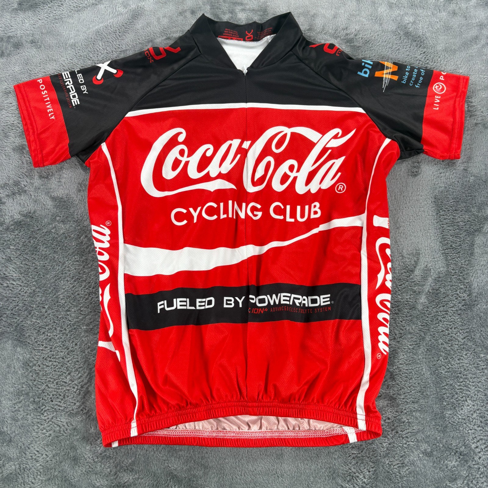 Vomax Coca Cola Cycling Club Bike Jersey Women Medium USA Made 3/4 Zip Vintage