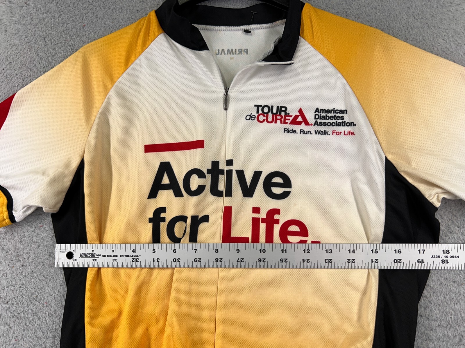 Primal Cycling Jersey Adult Medium Yellow Black Tour De ADA Diabetes Polyester