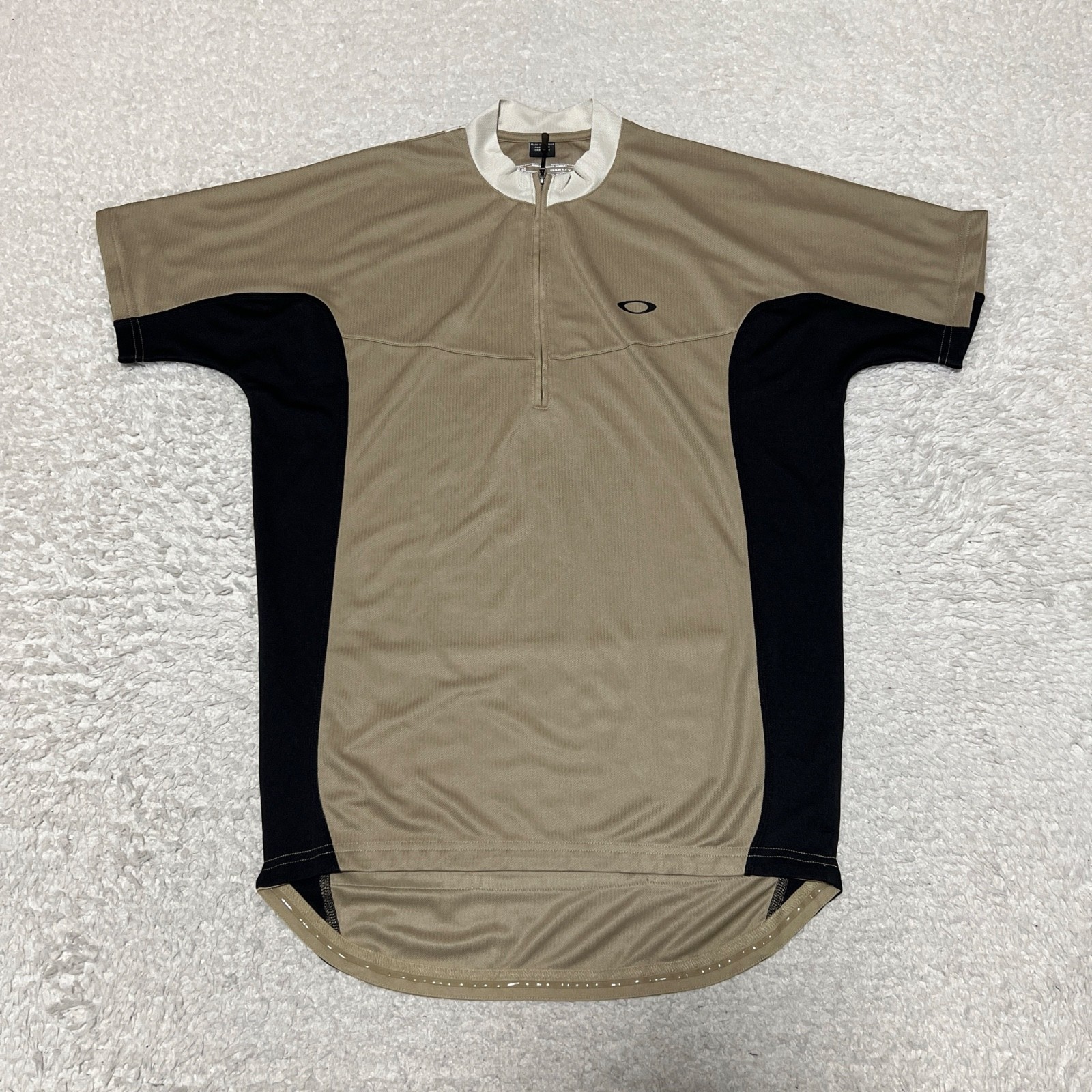 Vintage Oakley Software Cycling Jersey Mens Large Tan Half Zip Pullover Bike