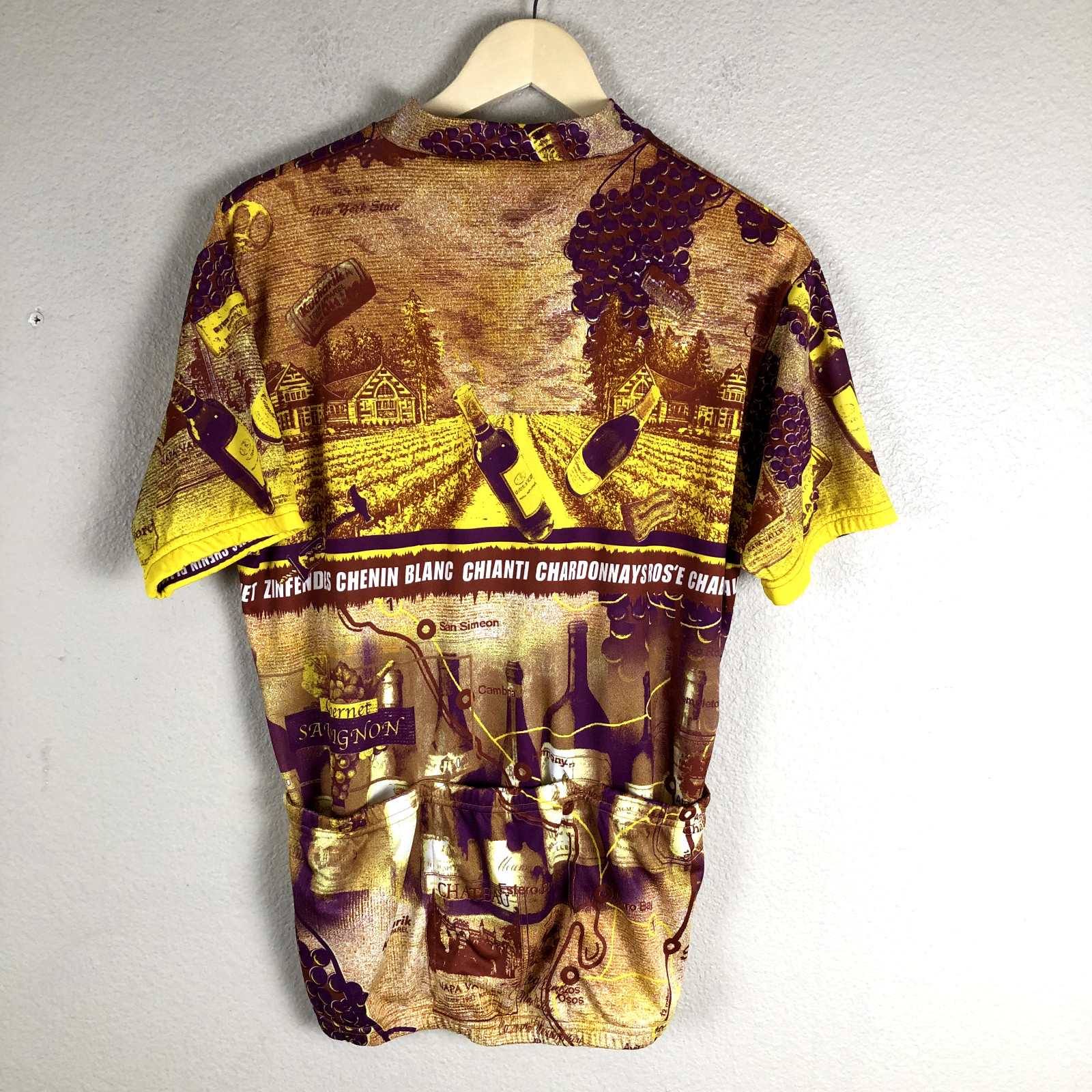 Kucharik Cycling Shirt Jersey Adults X Large Chest 42 Yellow Wine Country CA Men
