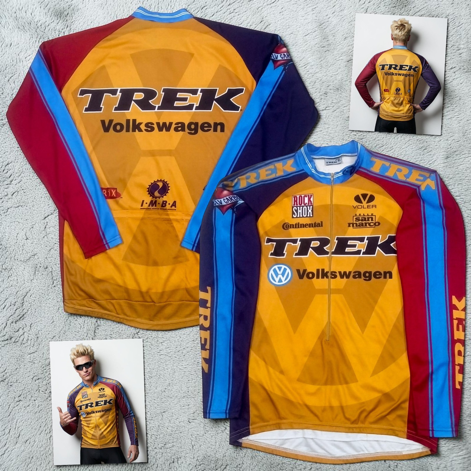 RARE VTG 90s Trek Volkswagen RockShox Long Sleeve Cycling Jersey (fits M/L)
