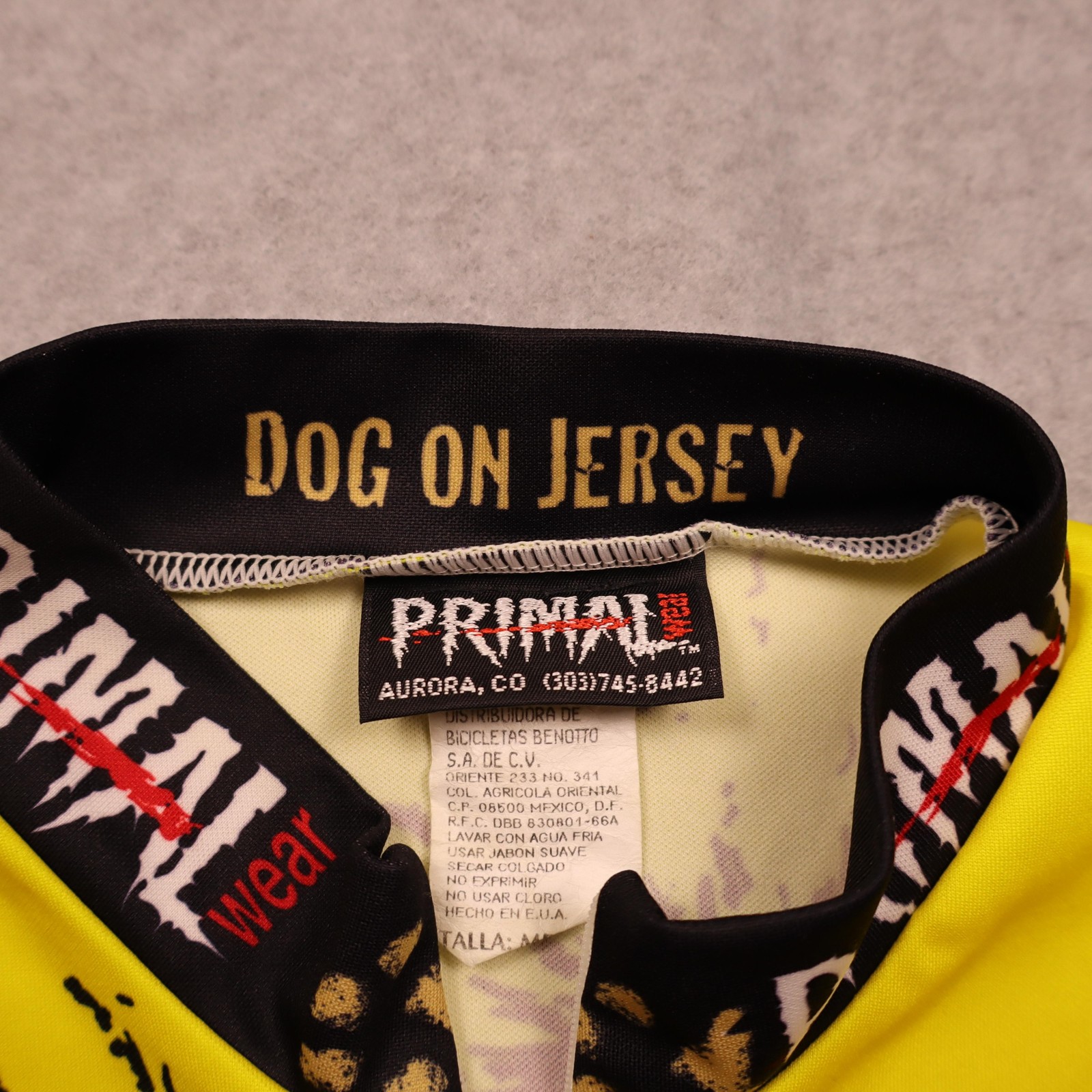 Primal Wear Cycling Jersey Mens Medium Yellow Top Dog Eat Cog Graphic Full Zip