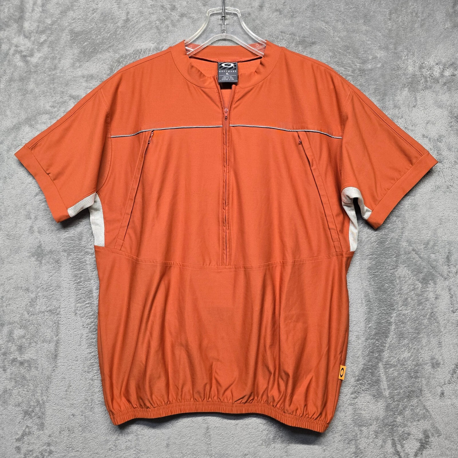 Oakley Software Mad Science Lab Mens Large Orange Cycling Jersey Shirt 1/2 Zip