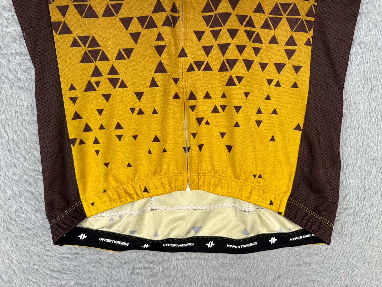 Hyperthreads Cycling Jersey Women Large Brown Yellow Davis Full ZIp Polyester