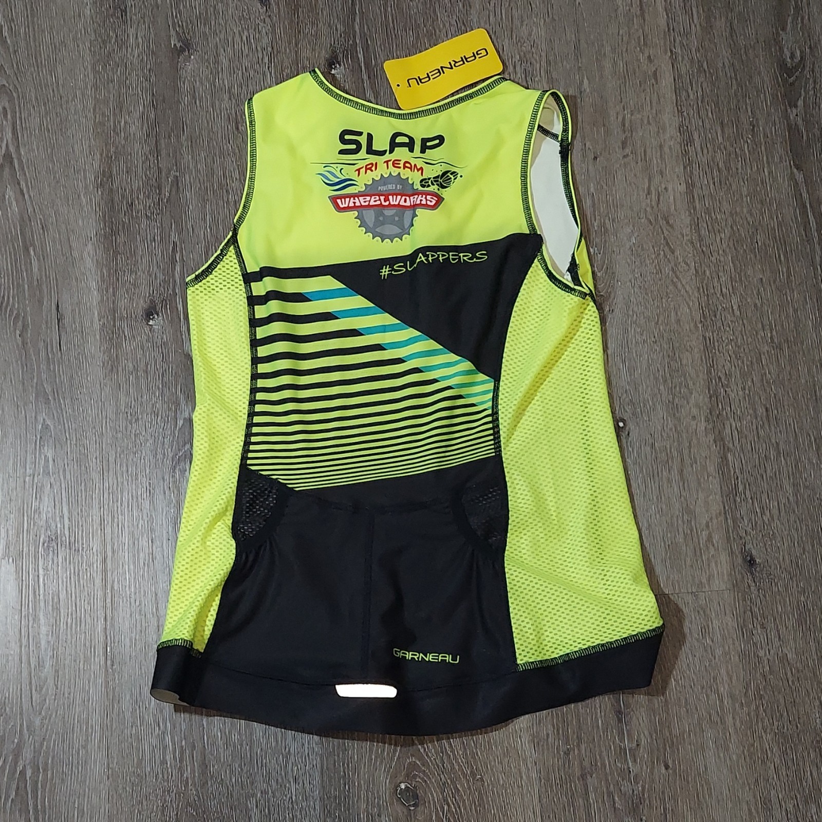 Louis Garneau Men’s Sleeveless Cycling Jersey Zip Pockets L/G Yellow Black