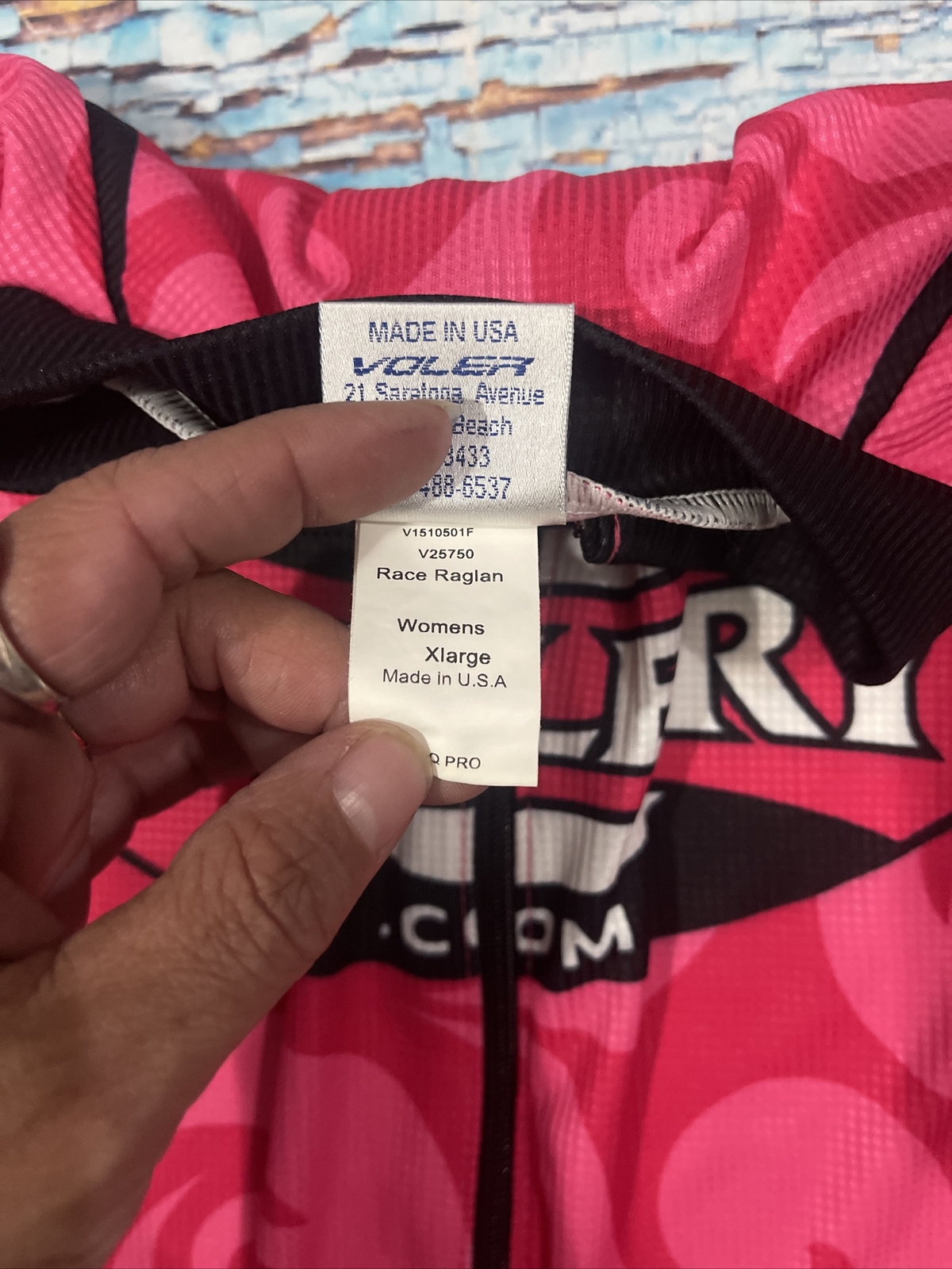 VOLER jersey Womens XL pink black and white short sleeve lightweight full zip