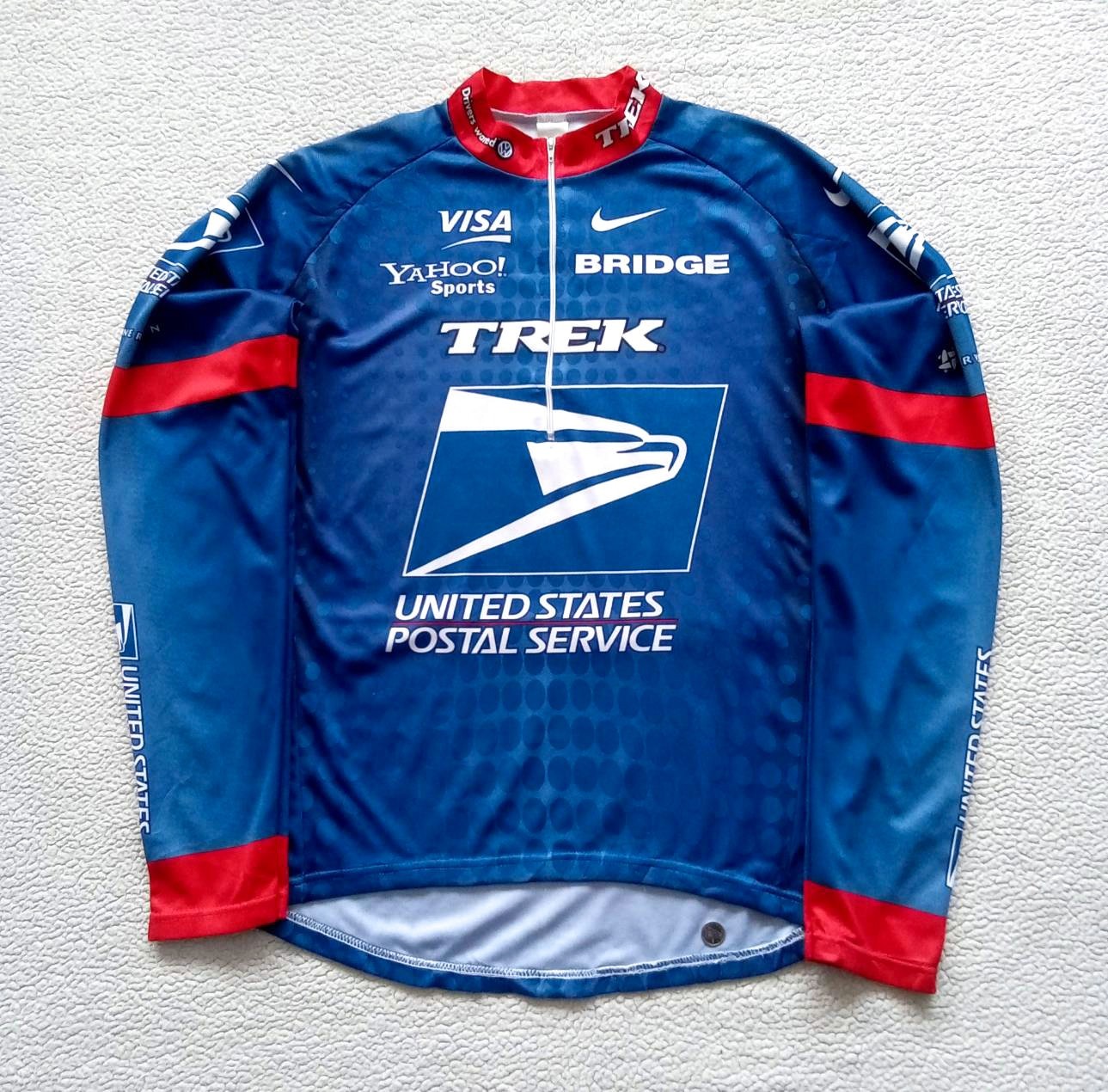 VTG 2001 nike USPS TREK BRIDGE L/S Cycling Jersey Lance ARMSTRONG Fits XL *READ*