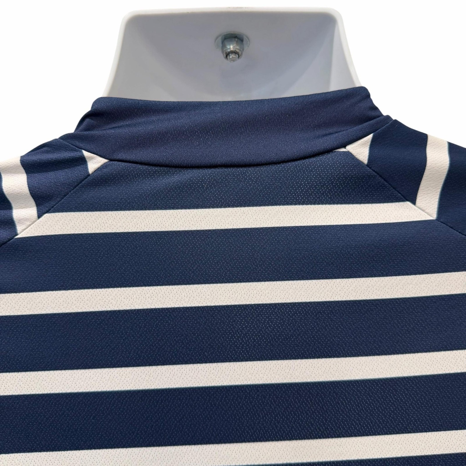 Velocio Cycling Jersey Mens Large Blue Navy White Breton Stripe Full Zip Pockets
