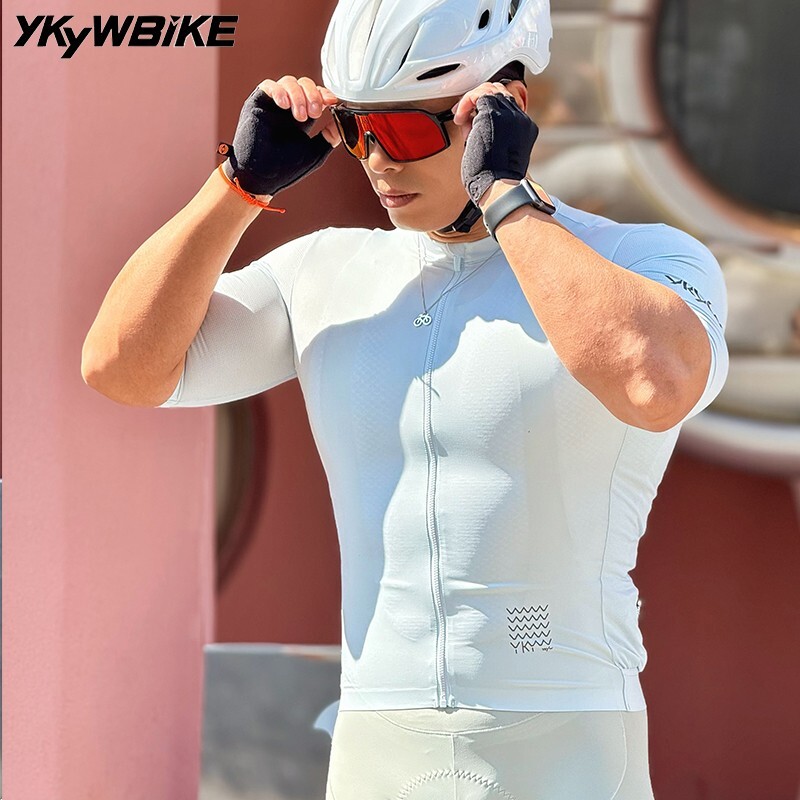 YKYWBIKE Men Cycling Short Sleeve Jersey Summer Pro Bike Shirt Breathable MTB