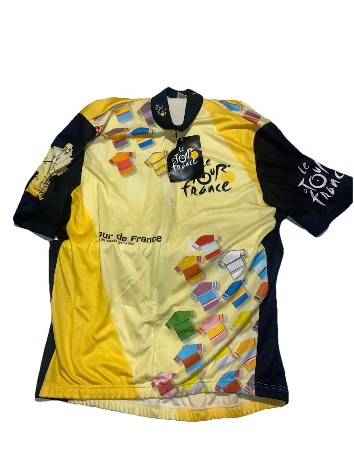 Le Tour De France 2004 Cycling Jersey Men’s XL 3/4 Zip Pockets Made In Italy