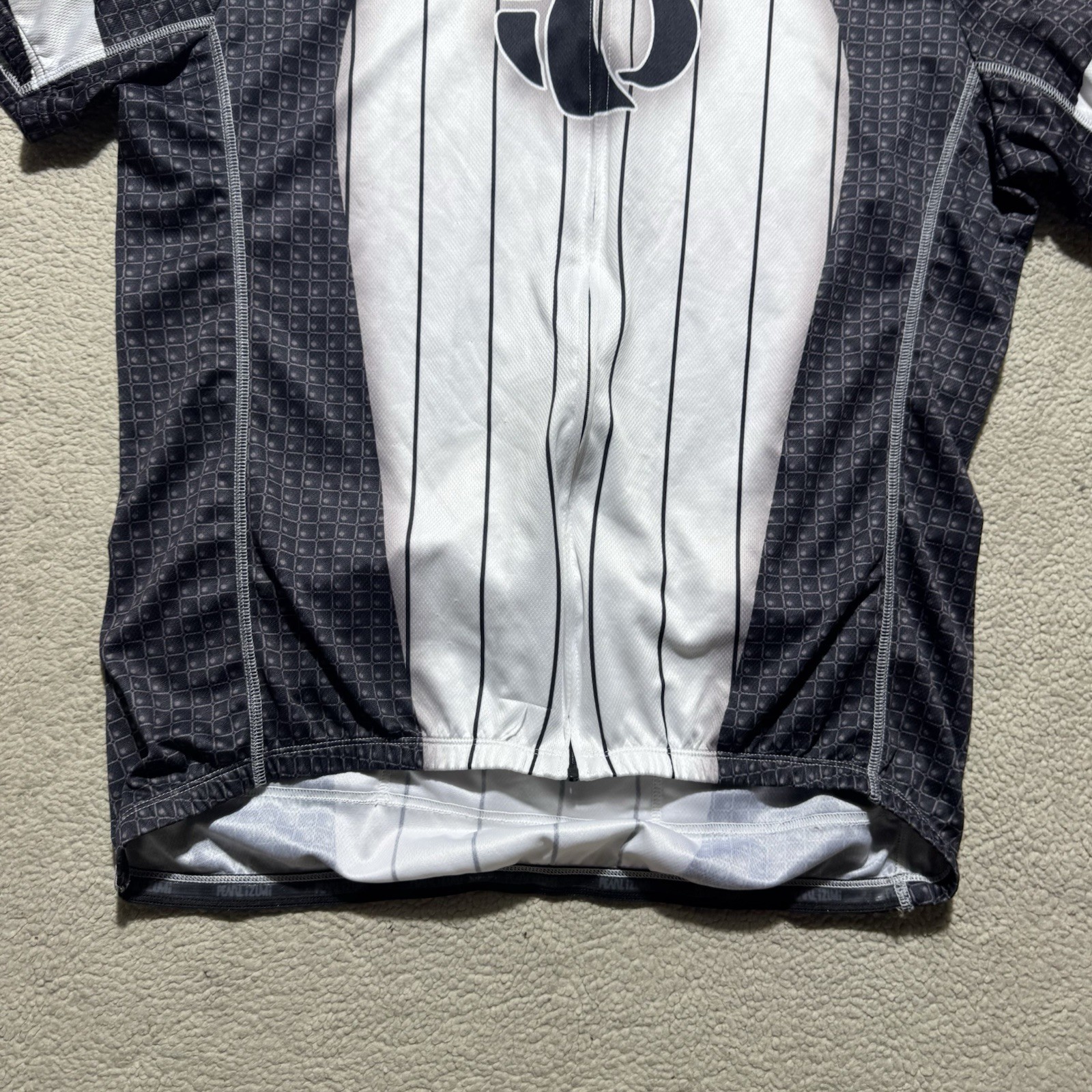 Pearl Izumi Cycling Jersey Adult XL Black White Striped Short Sleeve Stretch